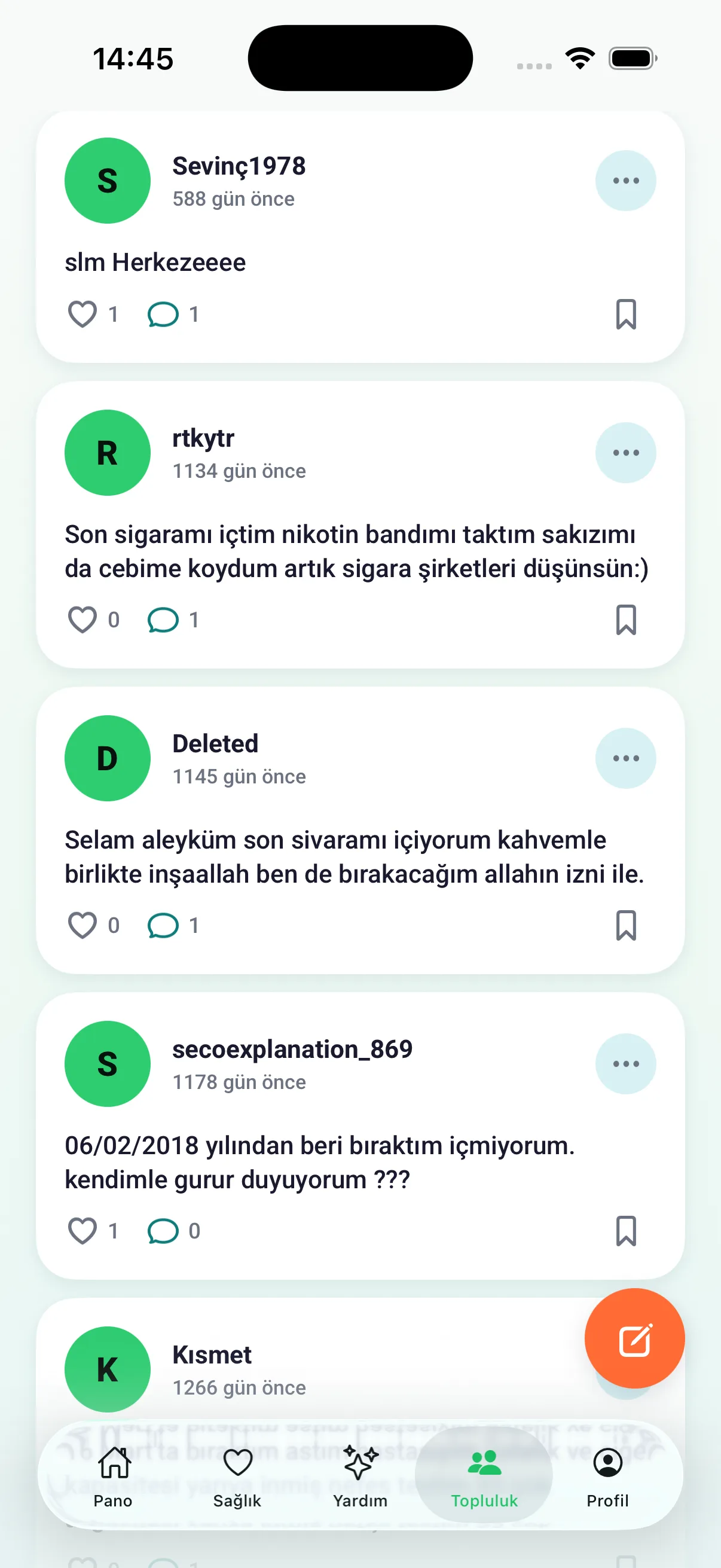 Gönderilerin yer aldığı topluluk akışı
